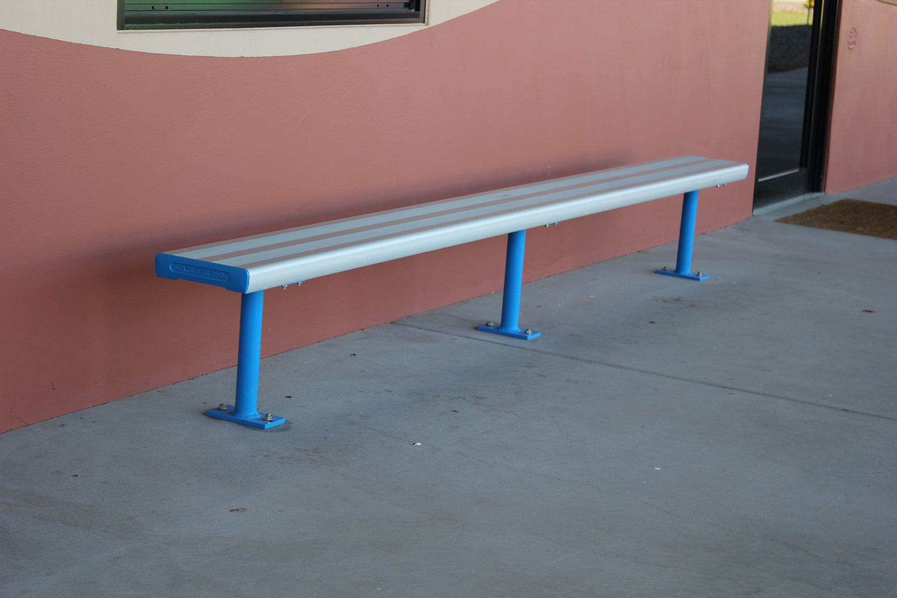 Bolt Down Bench powder coated in Dulux Blaze Blue