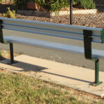 Bolt Down Bench with Backrest powder coated in Colorbond Brunswick Green