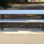 Bolt Down Bench with Backrest powder coated in Colorbond Brunswick Green