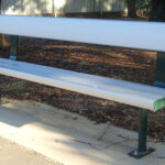 Bolt Down Bench with Backrest powder coated in Colorbond Brunswick Green