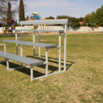 Double Plank Grandstand with Back Rest powder coated in Colorbond Shale Grey