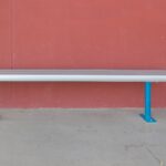 Kiddie Bolt Down Bench powder coated in Dulux Blaze Blue