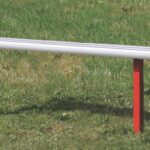 Kiddie In Ground Bench powder coated in Dulux Flame Red