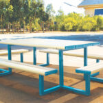 Kiddie Super Seater Park Setting powder coated in Dulux Blaze Blue