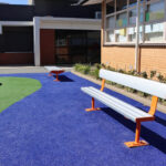 Bolt Down Bench with Back Rest powder coated in Dulux Orange X15