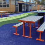 Bolt Down Park Setting powder coated in Dulux Orange X15