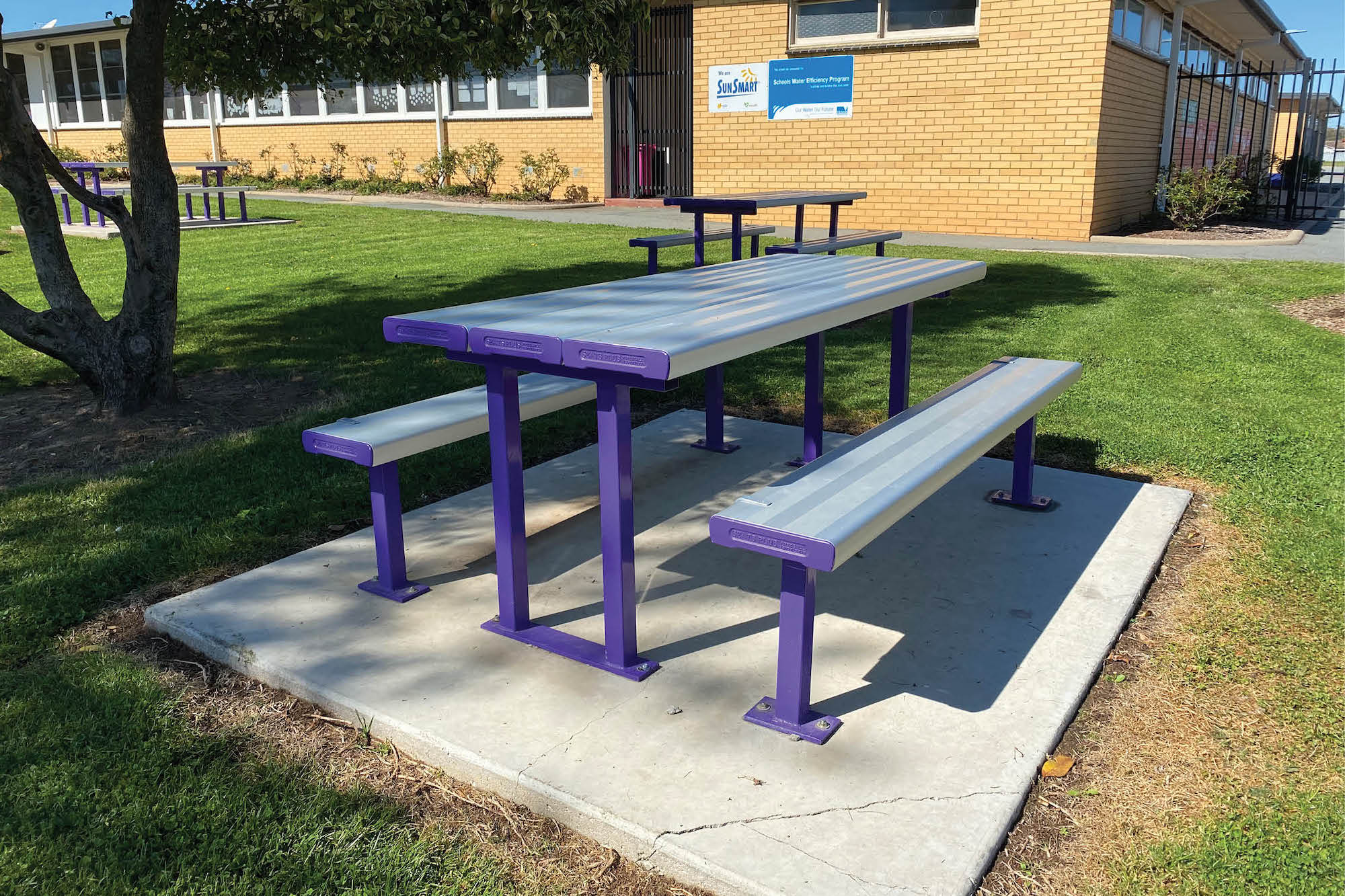 Bolt Down Park Setting powder coated in Dulux Deep Violet