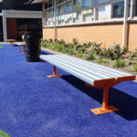 Double Plank Bolt Down Bench powder coated in Dulux Orange X15