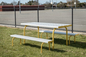 Freestanding Park Setting powder coated in Dulux Yellow Gold