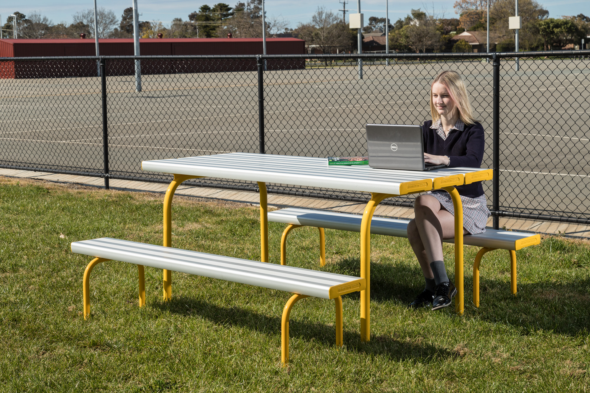Freestanding Park Setting powder coated in Dulux Yellow Gold