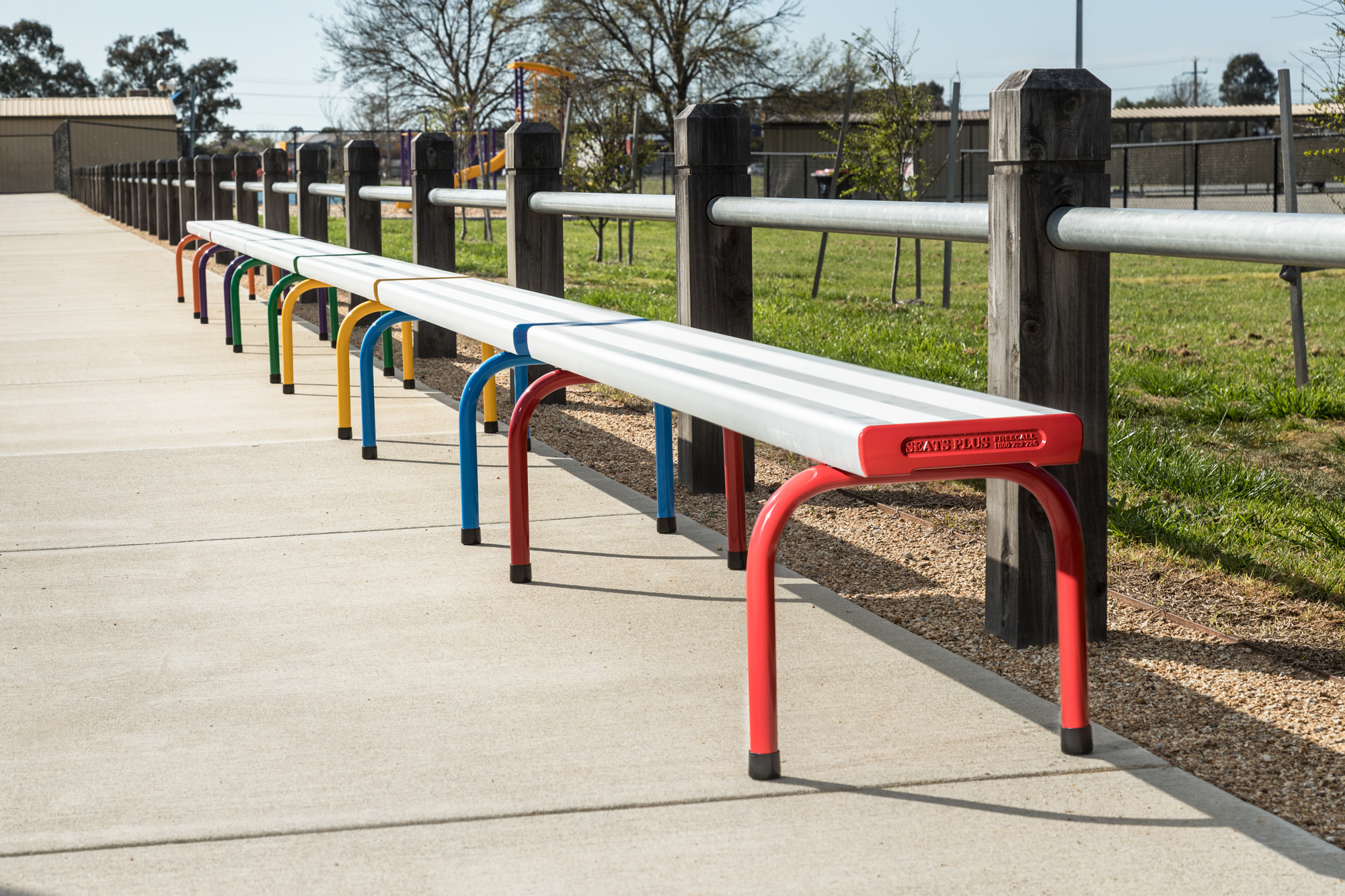 Stackable Benches powder coated in multiple Dulux colours