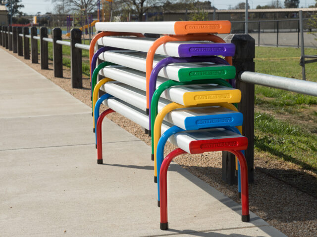Stackable Benches powder coated in multiple Dulux colours