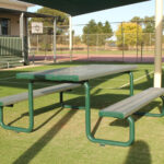 Wheelchair Friendly Park Setting powder coated in Colorbond Brunswick Green
